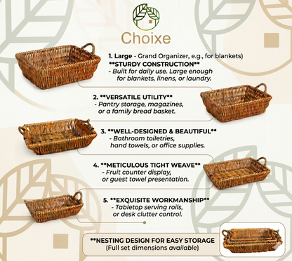 Multi-Functional Willow Baskets Full Collection -5 Pieces Set